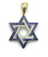 14K Gold & Diamond With Sapphire Star of David Necklace